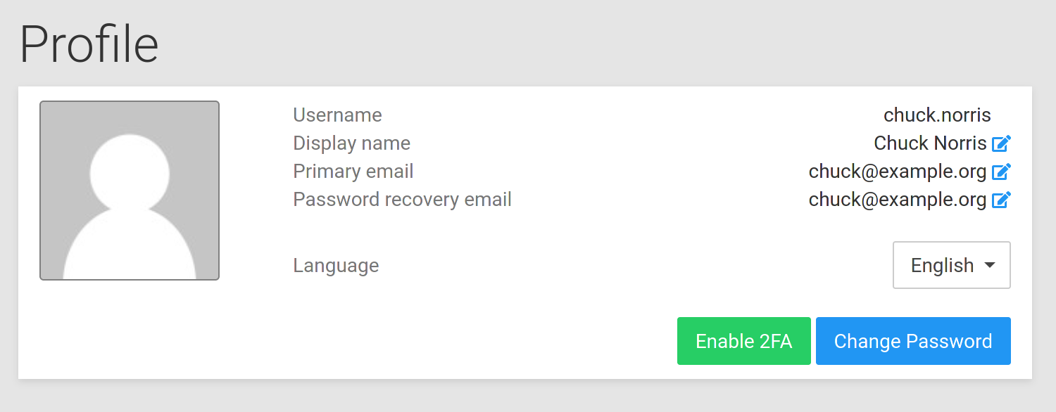 cloudron user settings - profile - screenshot